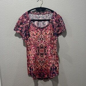 🌸 Lucky Brand Women’s Pink Patterned Top – SZ S 🌸